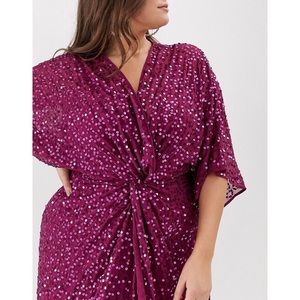 Purple ASOS Design Sequin Kimono Mini Dress 6